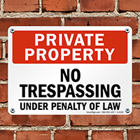Private Property No Trespassing Sign