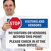 No Visitors Or Vendors Beyond This Point Sign
