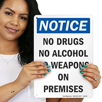 Notice No Drugs Alcohol Sign