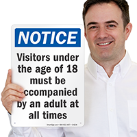 Notice Visitors Under 18 Sign