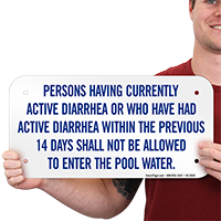 Person Having Diarrhea Not Allowed Pool Sign