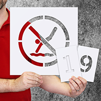 Painting Safety Markers With Graphic Pool Stencil