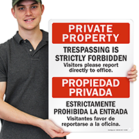 Bilingual Private Property Trespassing Strictly Forbidden Sign