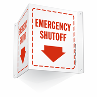 Projecting Emergency Shutoff Sign