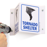 Tornado Shelter Projecting Emergency Sign