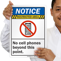 Restricted Area No Cell Phones Sign
