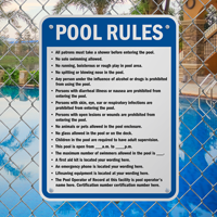 Custom Pool Rules Sign for South Carolina