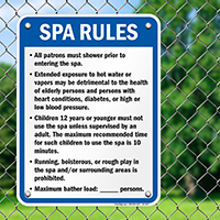 Nevada Spa Rules Sign