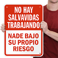Spanish No Lifeguard on Duty Sign