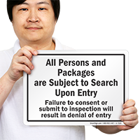 All Persons Subject To Search Upon Entry Sign