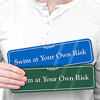 Swim At Your Own Risk ShowCase Wall Sign