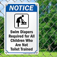 Swim Diapers Required Pool Rule Sign