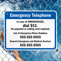 Tennessee Custom Emergency Telephone Sign