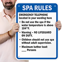 Custom Spa Rules Sign for Texas