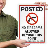 Virginia Firearms And Weapons Law Sign