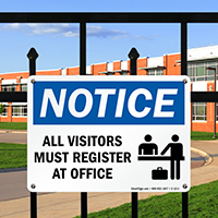 Notice Visitors Register at Office Sign