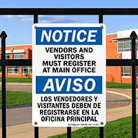 Notice Vendors Visitors Must Register Bilingual Sign