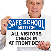 All Visitors Check In School Notice Sign