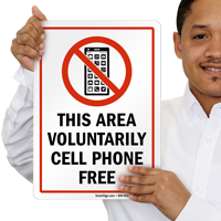 This Area Voluntarily Cell Phone Free Sign