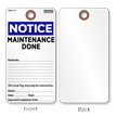 Notice Maintenance Done Safety Tag With Fiber Patch