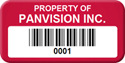 Asset Label, Property of Company Name with Barcode