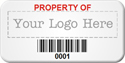 Asset Label, Property of Company Name with Barcode