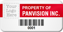 Asset Label, Property of Company Name with Barcode