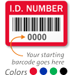 ID Number Labels, Choose Starting Barcode Numbering