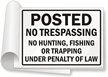 No Trespassing, No Hunting, Fishing, Trapping Sign Book