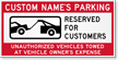 Custom Reserved Parking for Customers Vinyl Banner