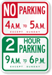 Custom Specific Hours No Parking Sign