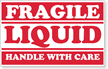 Fragile Liquid Handle Care Label