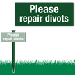 Please Repair Divots Easystake Sign