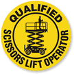 Qualified Scissors Lift Operator Hard Hat Decal