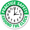 Practice Safety Around Clock Hard Hat Labels