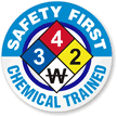 SAFETY FIRST CHEMICAL TRAINED Hard HAT DECAL