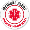 Medical Alert Inside Hard Hat Hard Hat Decals