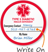 Medical Alert Type 1 Diabetic Hard Hat Decals