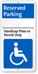 Handicap Plate Or Permit Only Parking Sign