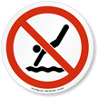 No Diving Symbol ISO Prohibition Circular Sign