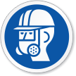 Wear Full Face Respirator, Head Protection ISO Sign