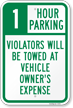 1 Hour Parking Sign