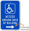 Access Around Back Of Building Handicap Parking Sign