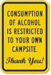 Alcohol Is Restricted To Your Own Campsite Sign