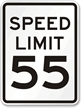 Speed Limit 55 MPH Aluminum Speed Limit Sign