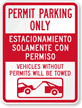 Bilingual Permit Parking Only Vehicles Towed Sign