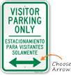 Bilingual Visitor Parking Only With Directional Arrow Sign