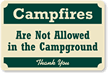 Campfires Not Allowed In The Campground Sign