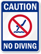 Caution No Diving Pool Sign