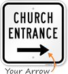 Church Entrance Sign with Arrow